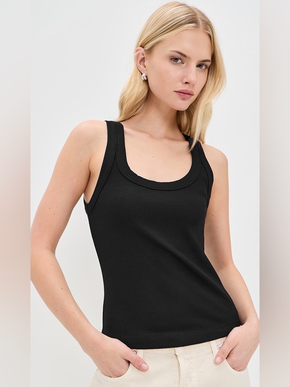 Veronica Beard Classic Black Scoop Tank